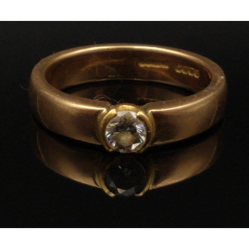 2G - PURCHASED FROM HATTON GARDEN JEWELLERS LONDON A 750 stamped yellow gold SUBSTANTIAL SOLITAIRE DIAMON... 