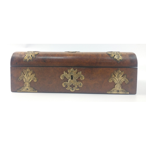 42 - An outstanding antique walnut stationery box with ornate brass escutcheons made by BICKERS & SON of ... 