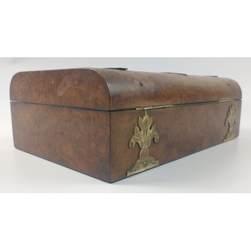 42 - An outstanding antique walnut stationery box with ornate brass escutcheons made by BICKERS & SON of ... 