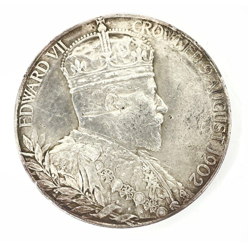 52 - 1902 Edward VII, a silver coronation medal in good condition with two silver threepences 1836 and 18... 