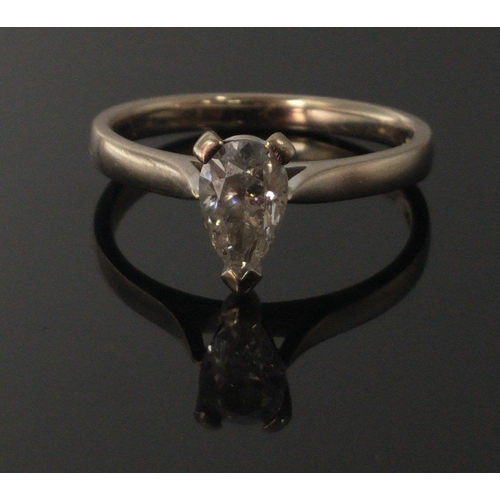 7 - DIAMONDS ARE A GIRLS BEST FRIEND!STUNNING! Diamond 750 stamped white gold pear shaped DIAMOND ring 0... 