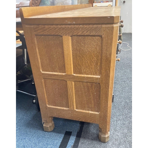 72D - MAGICAL - MOUSEMAN (Robert Thomson of Kilburn) SIDEBOARD (W: 185cm H: 82cm D: 47cm approx) with thre... 