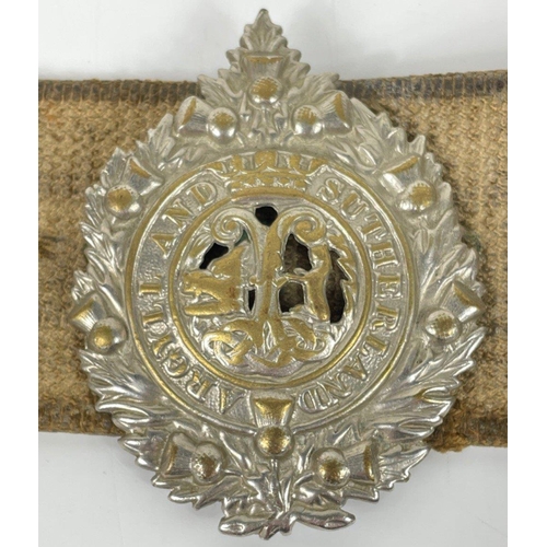 83 - Of military interest - a belt with fourteen badges and buttons including a BRITISH LIGHT INFANTRY 