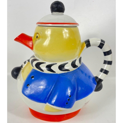 96 - Rare - SHELLEY signed by MABEL LUCIE ATTWELL, a duck teapot (reg 724421) standing 18cm tall and a ra... 