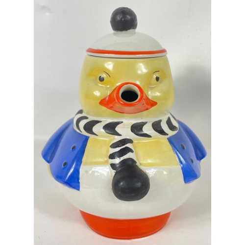 96 - Rare - SHELLEY signed by MABEL LUCIE ATTWELL, a duck teapot (reg 724421) standing 18cm tall and a ra... 