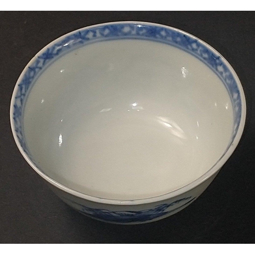 114 - A TEABOWL AND MATCHING SAUCER from the CH'ing Dynasty blue and white export porcelain rescued from t... 