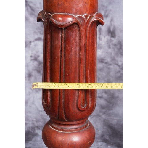 103 - An early VICTORIAN Torchere bust or ASPIDISTRA STAND - mahogany post tulip motifs Alfred Steven's st... 