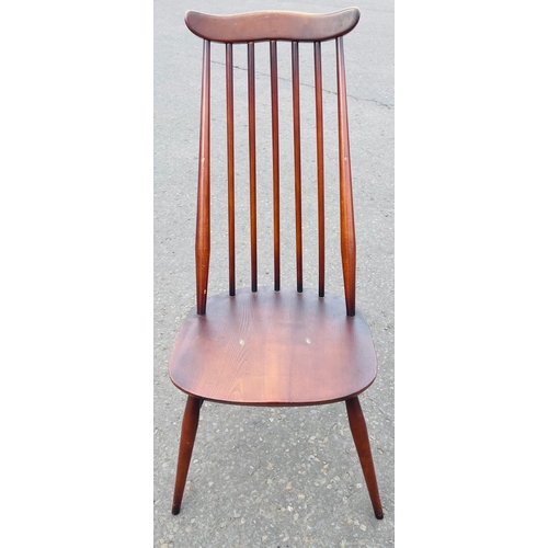 124 - VINTAGE Four DARK WOOD ERCOL dining chairs#131