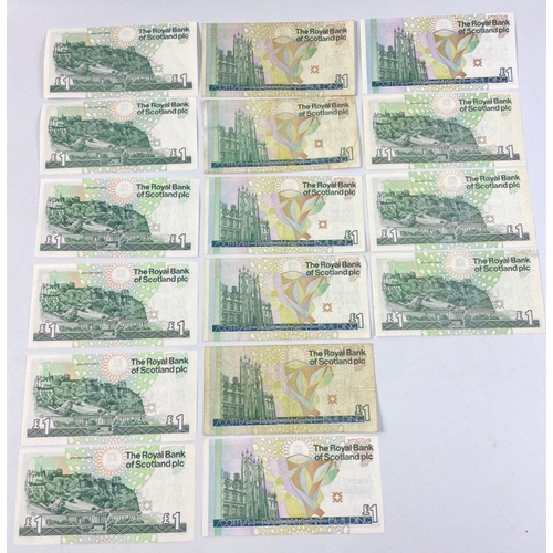 53 - THREE SETS OF ROYAL BANK OF SCOTLAND Sequential £1 x4 Qty Bank Notes A/92 723736-39 in MINT CONDITIO... 