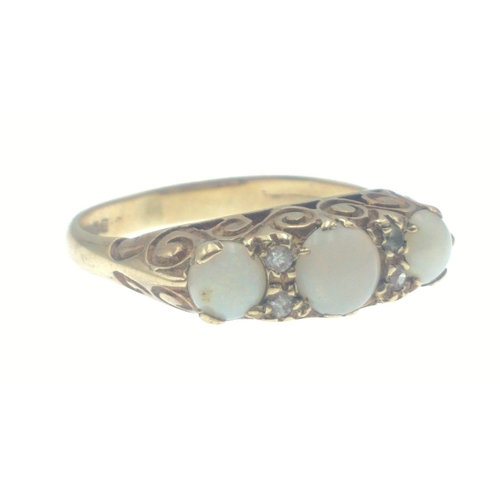 1 - 375 stamped large triple opal set ladies ring size Q gross weight 2.75g approx#2