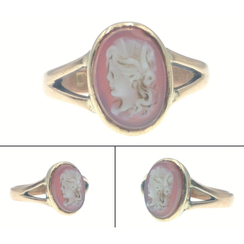 12 - A 375 stamped cameo ring Size Q, gross weight 3.35g#13