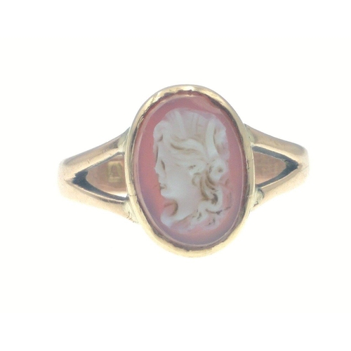 12 - A 375 stamped cameo ring Size Q, gross weight 3.35g#13