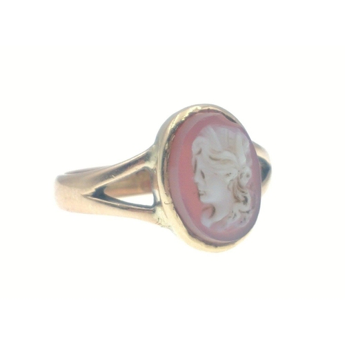 12 - A 375 stamped cameo ring Size Q, gross weight 3.35g#13