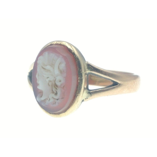 12 - A 375 stamped cameo ring Size Q, gross weight 3.35g#13