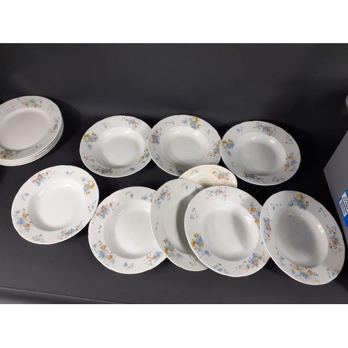 130 - A collection of floral porcelain including a sauceboat 8cm long at top and 8.6cm long at foot. as we... 