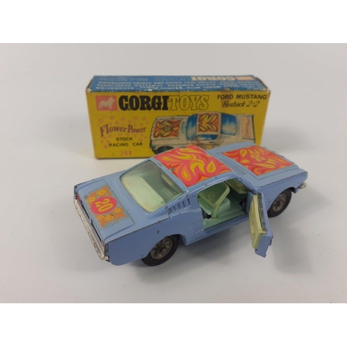 228B - CORGI 348 FORD MUSTANG FASTBACK 2+2 in original box. Flower Power finish version in good condition. ... 