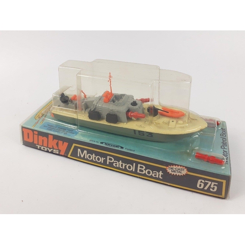 228H - DINKY 675 Motor Patrol Boat in original Box.  AMAZING condition complete with torpedoes and display ... 