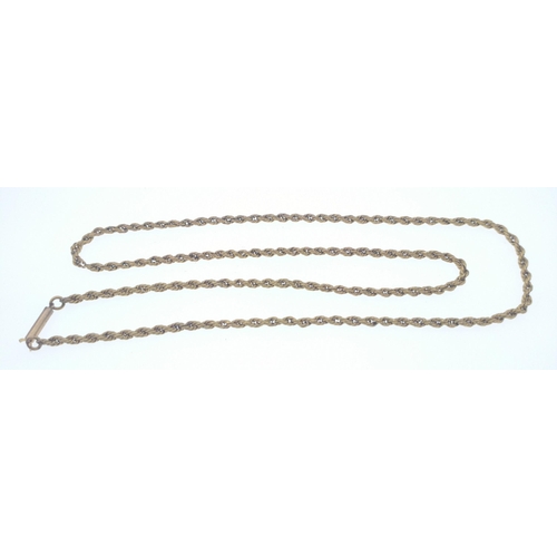 25 - Rubbed and faintly stamped 375 yellow gold rope chain - weight 4.65g approx 49cm long approx#26