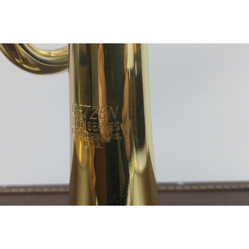 251 - Vintage GETZEN 300 Series brass finish Cornet, from Elkhorn Wisconsin with case - series K77877#271... 