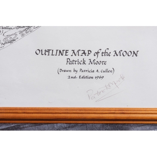 315 - QUITE RARE! 
LARGE FRAMED MAP OF THE MOON signed by SIR PATRICK MOORE towards the end of his life- l... 