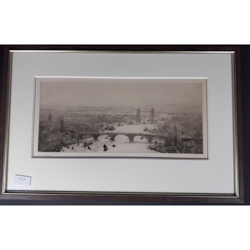 322 - By WL WYLLIE (1851  1931), an etching on paper,  signed in pencil by the artist, showing the buildin... 