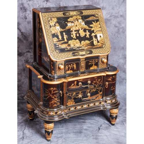 399 - SUPER QUALITY Highly decorative CHINOISERIE BIJOUTERIE cabinet with multi drawer sets and make-up mi... 