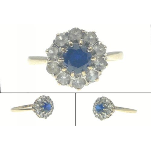 4 - A 375 stamped sapphire and diamond ring (diamond tested), Size Q, gross weight 2.40g#5