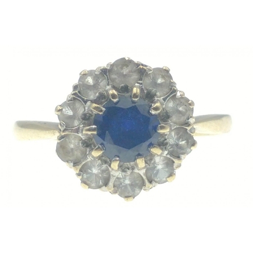 4 - A 375 stamped sapphire and diamond ring (diamond tested), Size Q, gross weight 2.40g#5