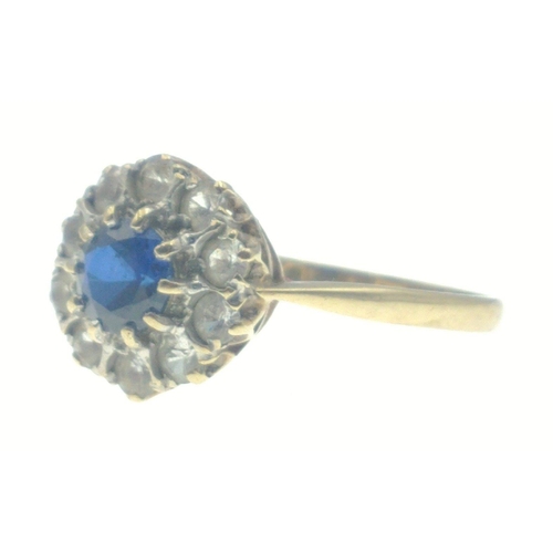 4 - A 375 stamped sapphire and diamond ring (diamond tested), Size Q, gross weight 2.40g#5