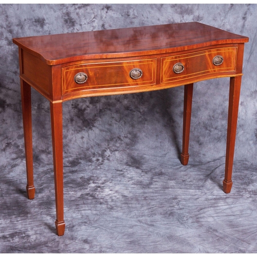 403 - RICHARDSONS handmade flamed Honduras mahogany sideboard/table with two cutlery drawers - dimensions ... 