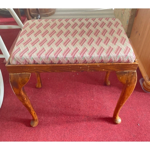 427 - A VINTAGE stool with tapestry long-stitch(really nice handiwork) 43cm high x 43cm long x depth 28cm ... 