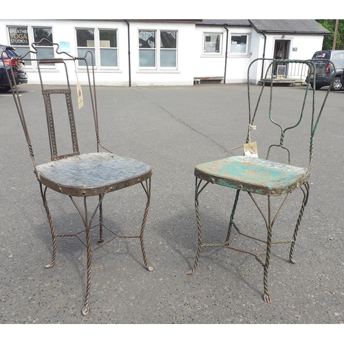 434 - IDEAL FOR THE GARDEN!  Two recycled Indian chairs height 93cm approx, great patina - SIMPLY DEVINE!#... 