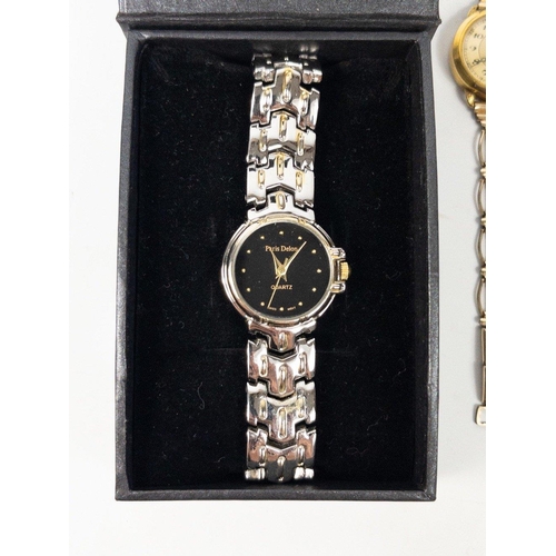 452 - A large QUANTITY of dress everyday ladies yellow metal bracelet watches to include such brands as LI... 