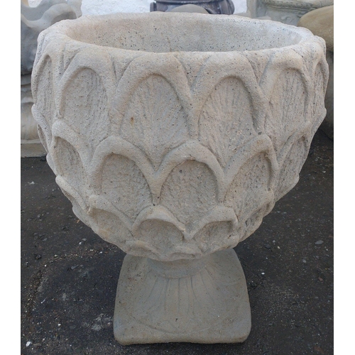 491 - Pineapple style stone effect garden planter - dimensions 50cm tall by 40cm diameter - comes in two p... 