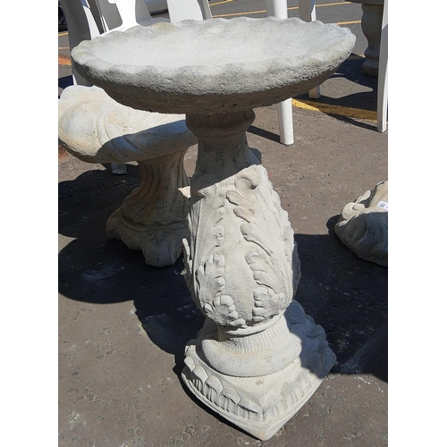 497 - A vineyard bird bath - adorned with vine leaves. Dimensions -  35.1cm wide, 61cm tall approx#73