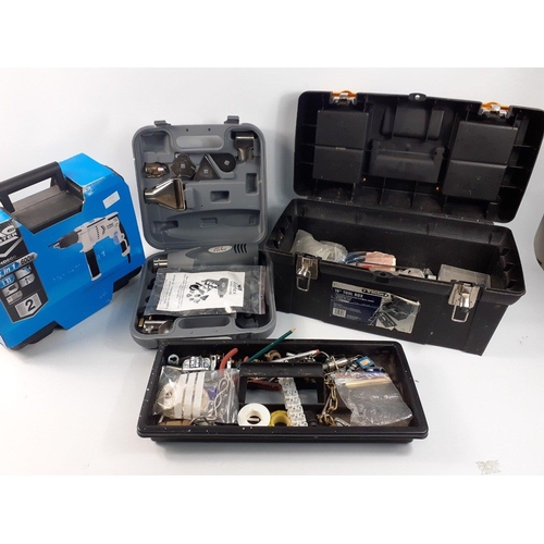 525 - A substantial collection of handyman power tools with tool box, to include:  Earlex HG2000 heat gun ... 