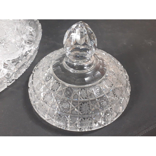 640 - MAGNIFICENT! crystal punch bowl set with twelve glasses on crystal stand / tray complete with matchi... 