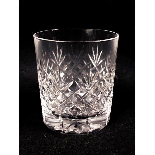 644 - CRYSTAL DECANTERS x2 and set of four Crystal whisky tumblers.  In good condition with no cracks, chi... 