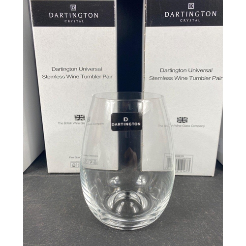 659 - Four boxed pairs of DARTINGTON stemless wine tumblers and a set of twelve crystal glass wine coaster... 