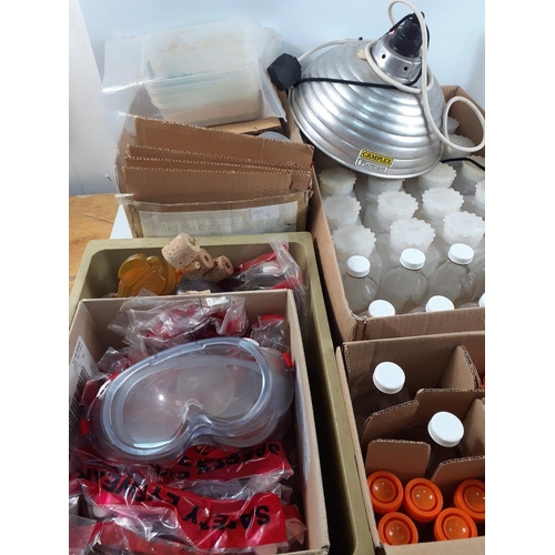 668 - APOTHECARY LOT!
A large amount of CHEMIST equipment 6 BOXES in total including several pairs of safe... 