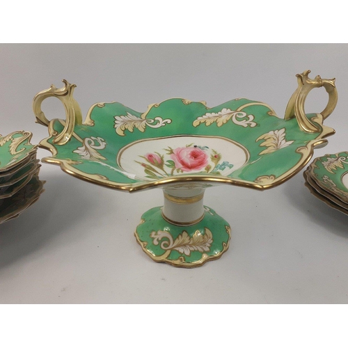 688 - A collection of c1920's highly decorative heart shaped plates and an ornate matching
comporte - 18 p... 