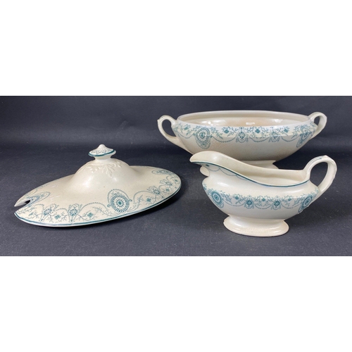 711 - Devon Ware Adams ceramic soup tureen and matching gravy boat. 38cm long approx. including handles.#2... 