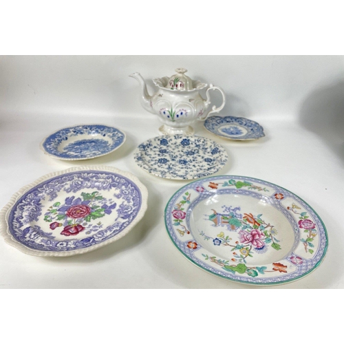 718 - A QUALITY mixed box of 19th Century Fine Bone China to include 3 FABULOUS lidded teapots, jugs, part... 