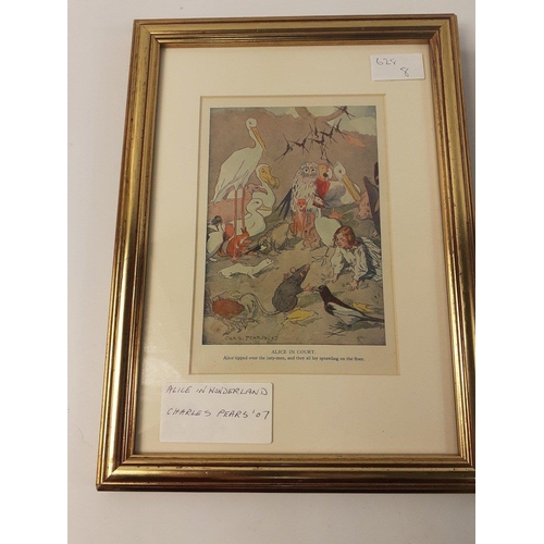 746 - Two small framed prints one of ALICE IN WONDERLAND and another showing DANCERS#322