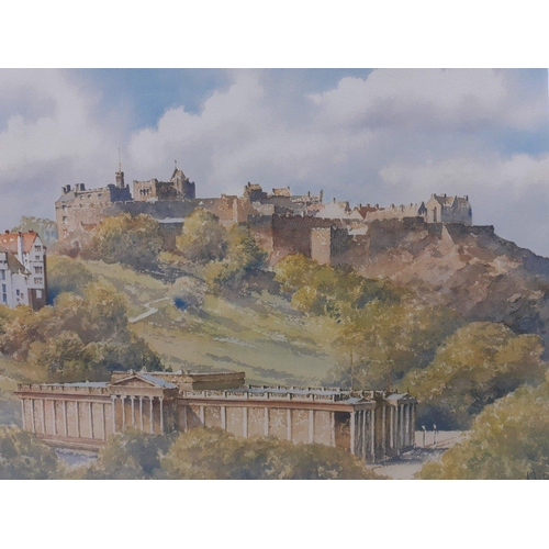 755 - Signed limited edition print of EDINBURGH CASTLE by K W Burton framed ready to hang measuring 56cm x... 