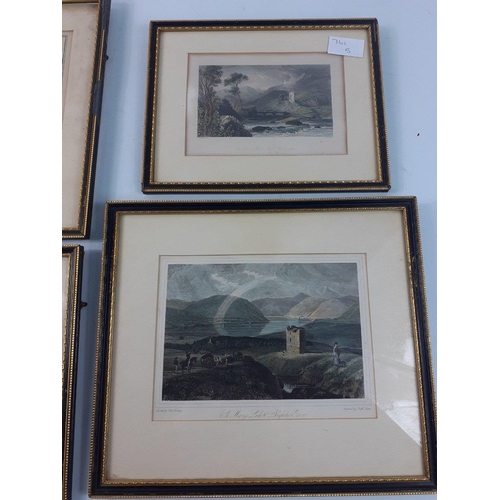 756 - 4 small framed prints of local views including a MAP OF THE COUNTY OF PEEBLES#332