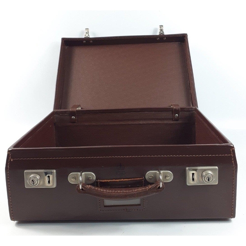 784 - TWO VINTAGE Bijou suitcases in tan and dark brown leather - both cases in nice clean condition - the... 