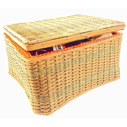 788 - SEWING BEE! A small wicker sewing basket laden with buttons, bias binding, darning wool and much mor... 