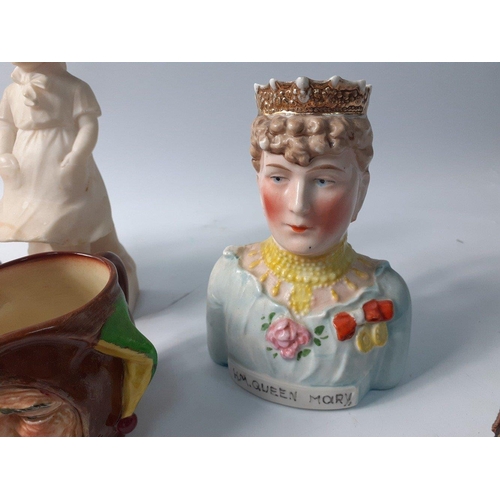 828 - A mixed decorative china lot to include a Queen Mary 1911 Coronation Toby jug (15cm high), a small R... 