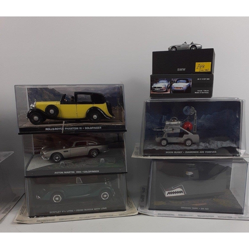 109 - JAMES BOND - a collection of seven 007 vehicles, sealed in boxes, to include Dragon Tank - Dr No, As... 